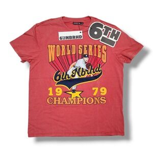 6th NBRHD "World Series" Crew Neck Red T-Shirt Men's XL NWT‎